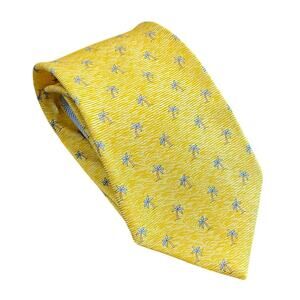Tommy Hilfiger Yellow Palm Tree Silk Tie Tropical Preppy Classic USA Summer Fun‎